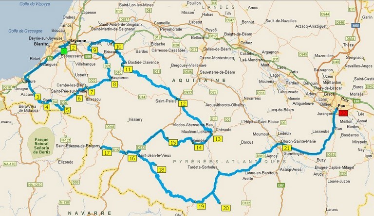 Carte itinéraire de visite Pays Basque
