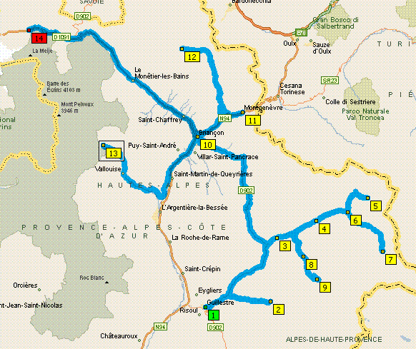 Queyras et Briançonnais, carte itinéraire
