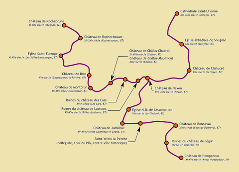 Route Richard Coeur de Lion : Etapes