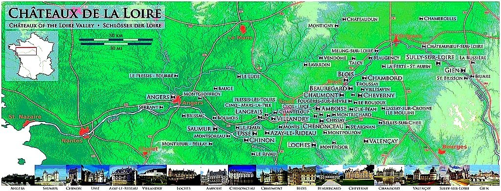 Carte des châteaux de la Loire 