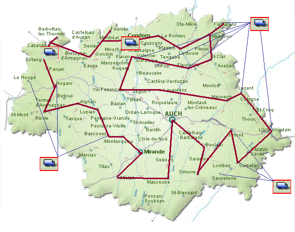 Carte itinéraire de visite du Gers