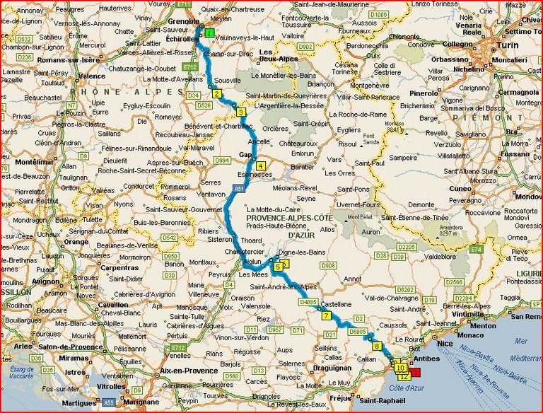 Carte route Napoléon