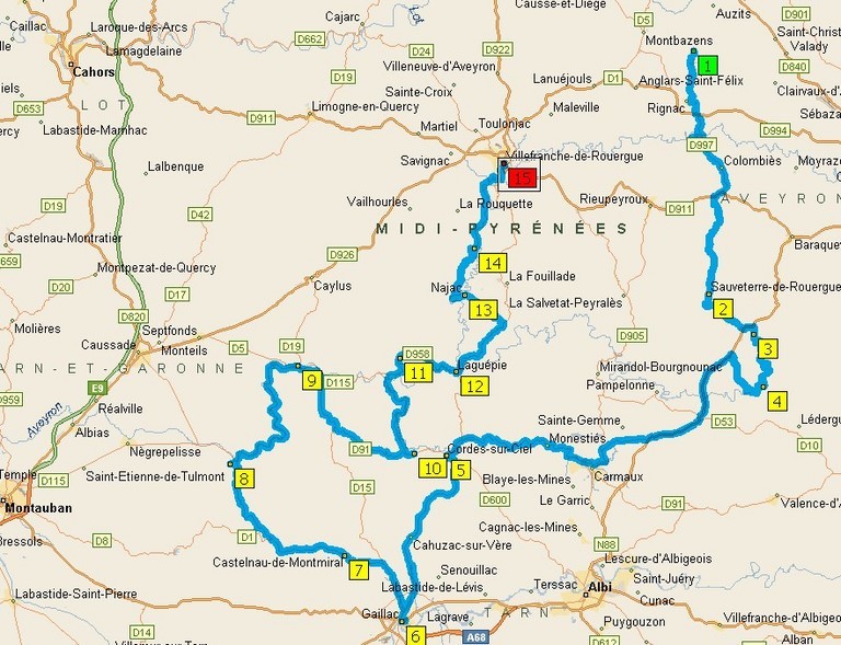 Gorges du Viaur et de l'Aveyron carte