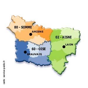 Carte départements Picardie